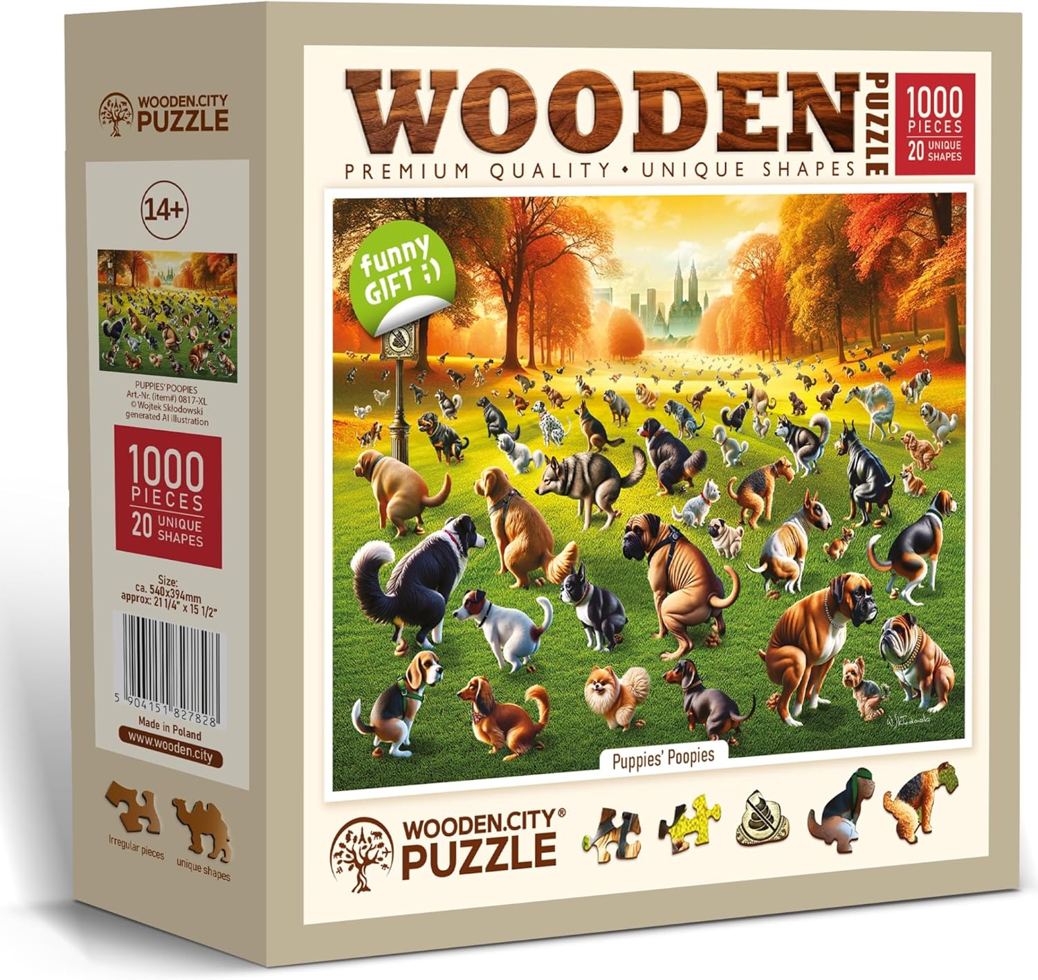 Wooden Pooping Dogs Puzzle
